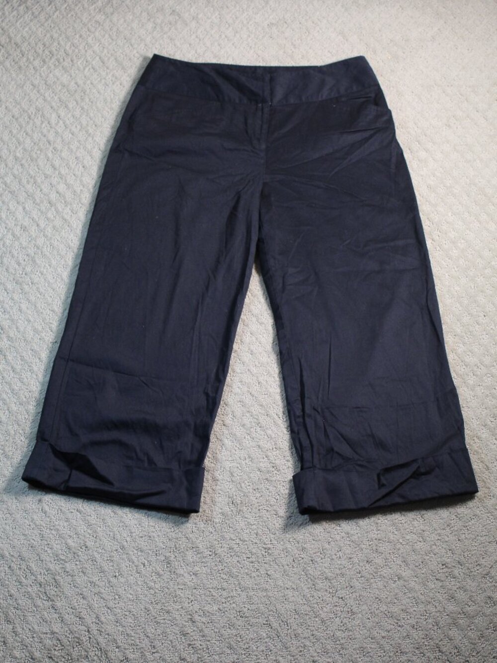 Metrostyle Size 14 Black Wide Leg Stretch Cropped Cuffed Pants